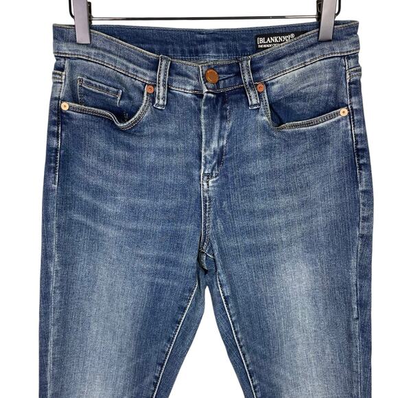 Blank NYC 28 Reade Crop Blue Medium Wash Denim Mid Rise Skinny Jeans Pockets - Picture 3 of 7
